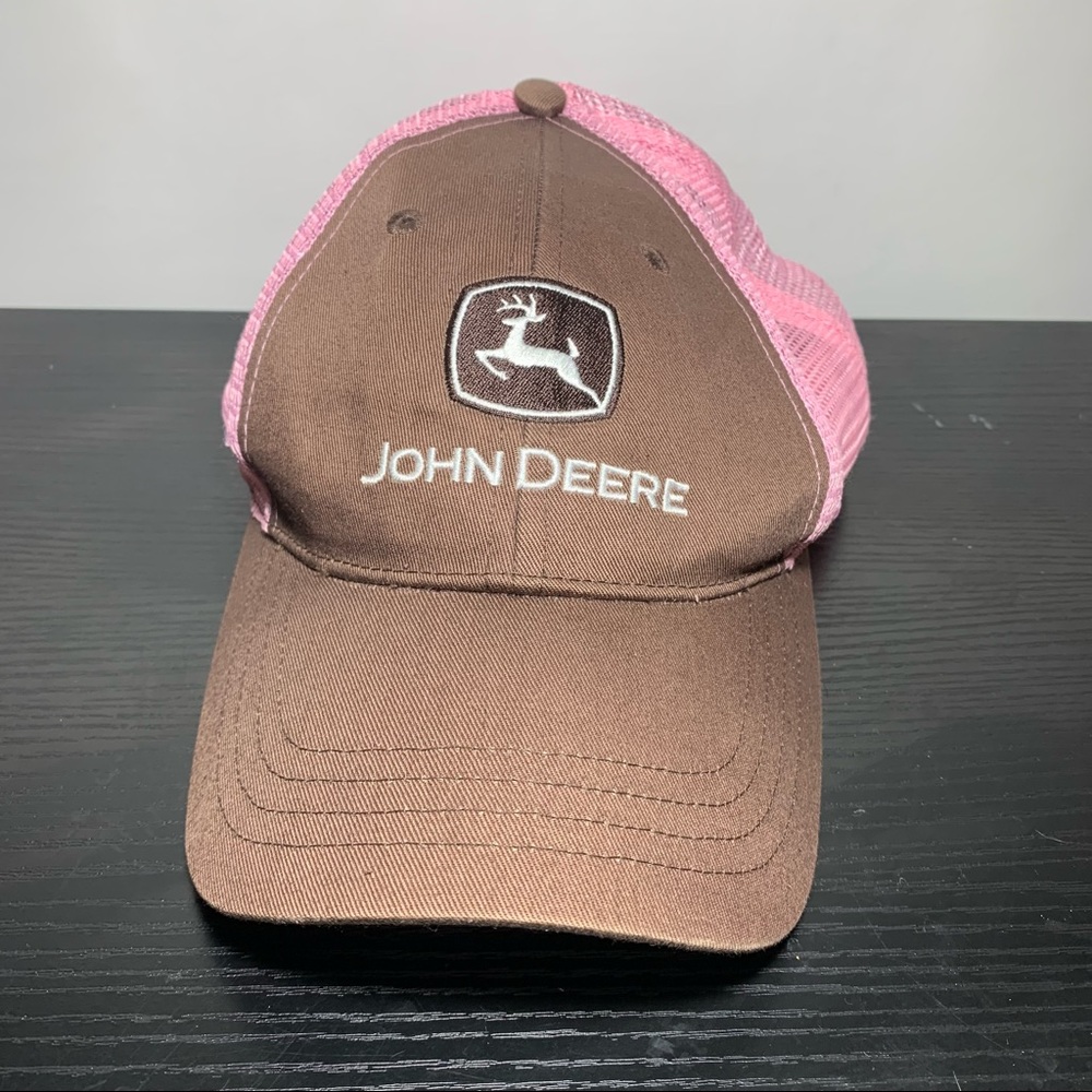 John Deere Pink Brown Ball Cap Trucker Hat Snapback Adjustable OSFA
